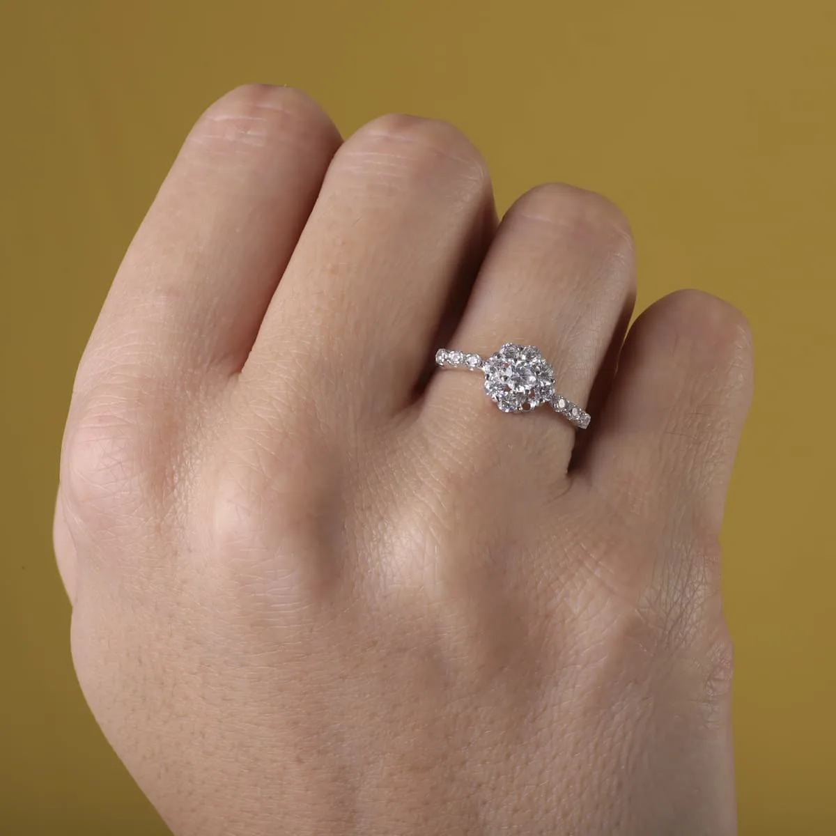 18K SORTIJA ORO BLANCO CUAJO CON CIRCONITAS. ANCHO: 8,5 MM — vista 3