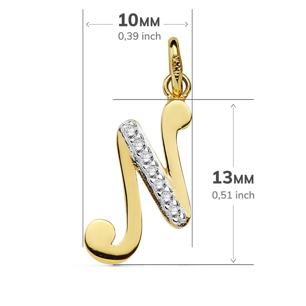18K COLGANTE ORO BICOLOR LETRA N CIRCONITA 13X10 MM — vista 2