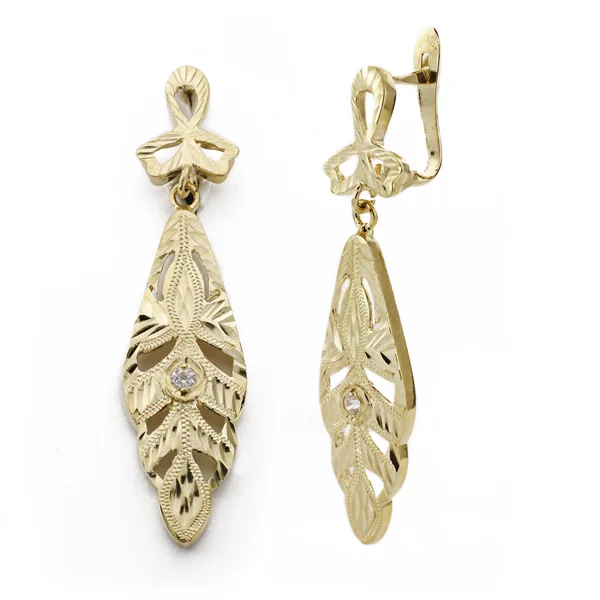 9K PENDIENTES ORO AMARILLO CIGARRON 37X9 MM CIERRE CATALAN