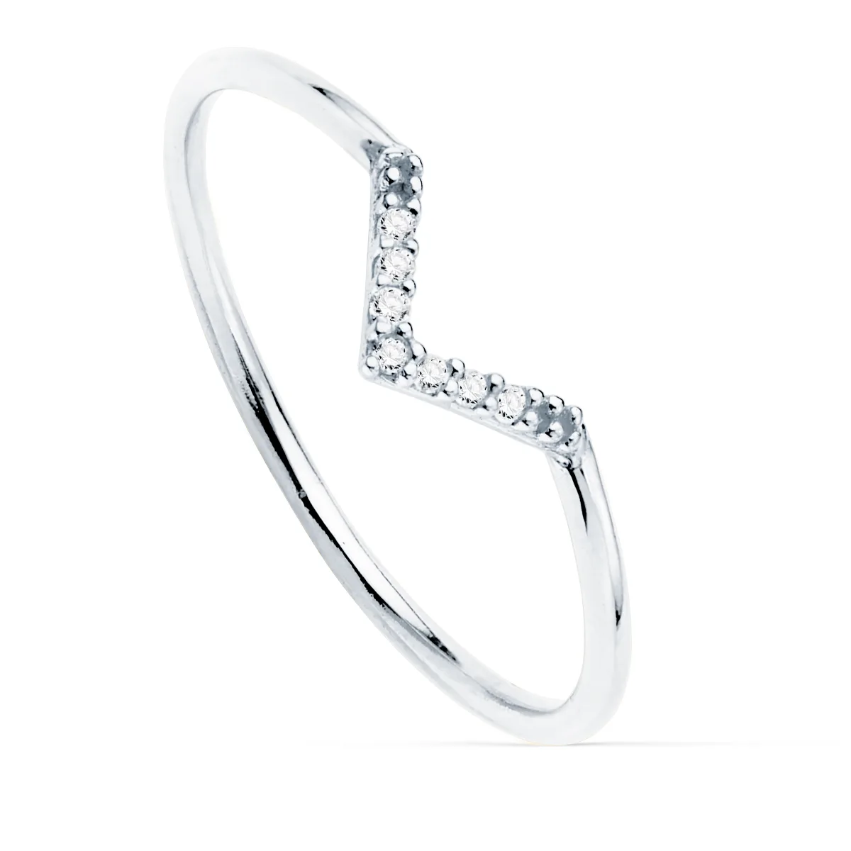 18K SORTIJA ORO BLANCO 7 DIAMANTES 0.035  QTS. G-VS2. CUERPO REDONDO 1 MM