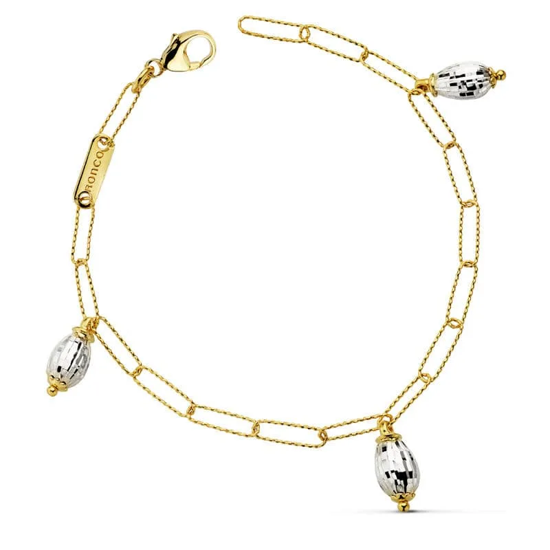 18K PULSERA BICOLOR ESLABONES 19CM