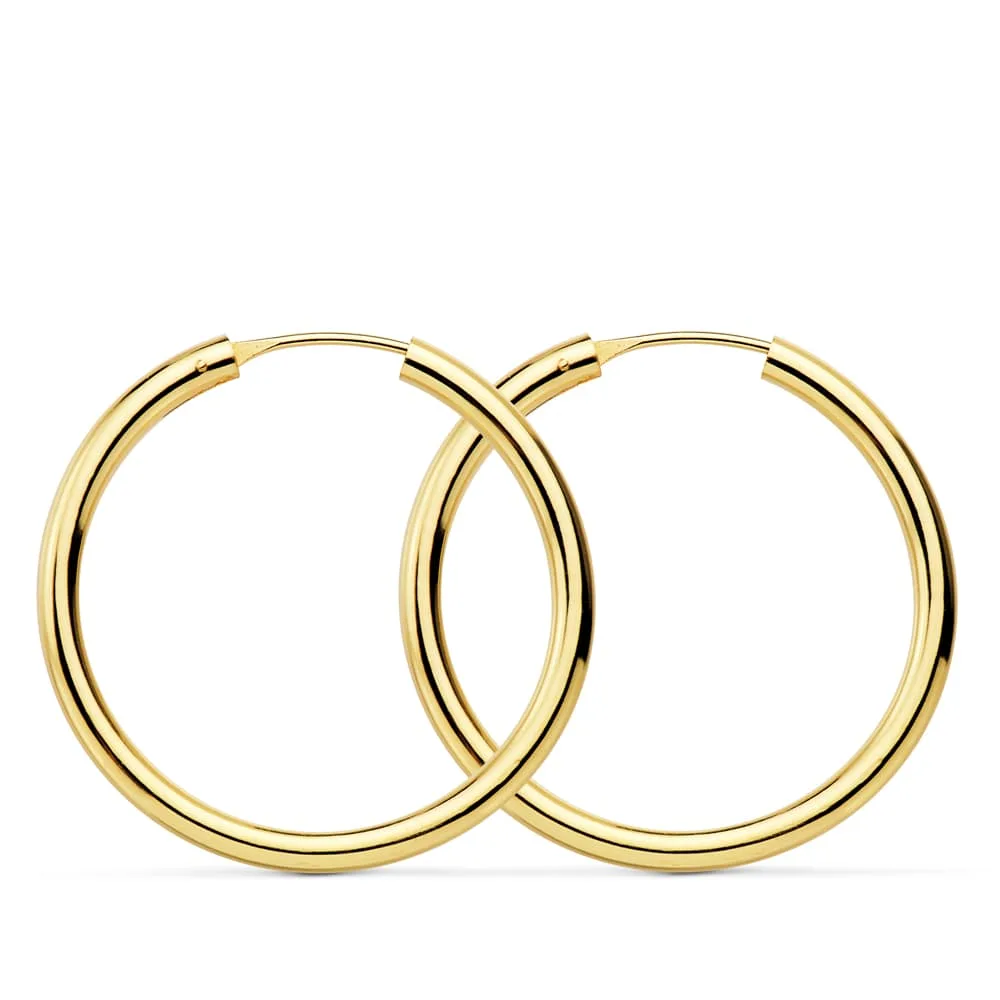 18K AROS ORO AMARILLO REDONDOS LISOS LIGEROS 30X2.5 MM