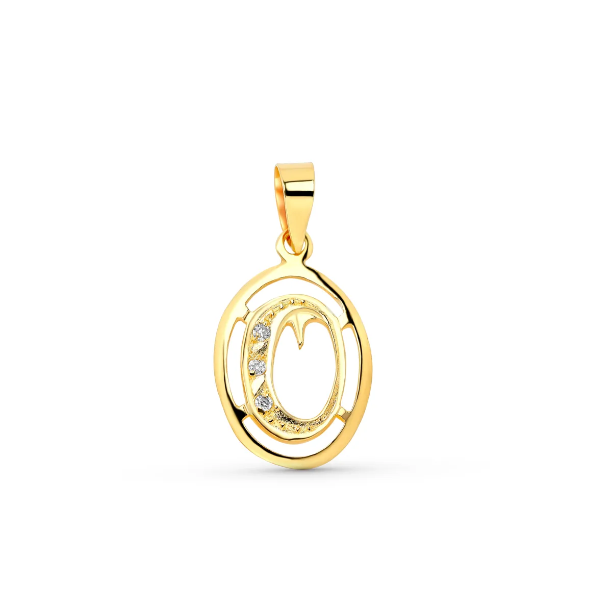 18K COLGANTE ORO AMARILLO LETRA O CON CIRCONITAS