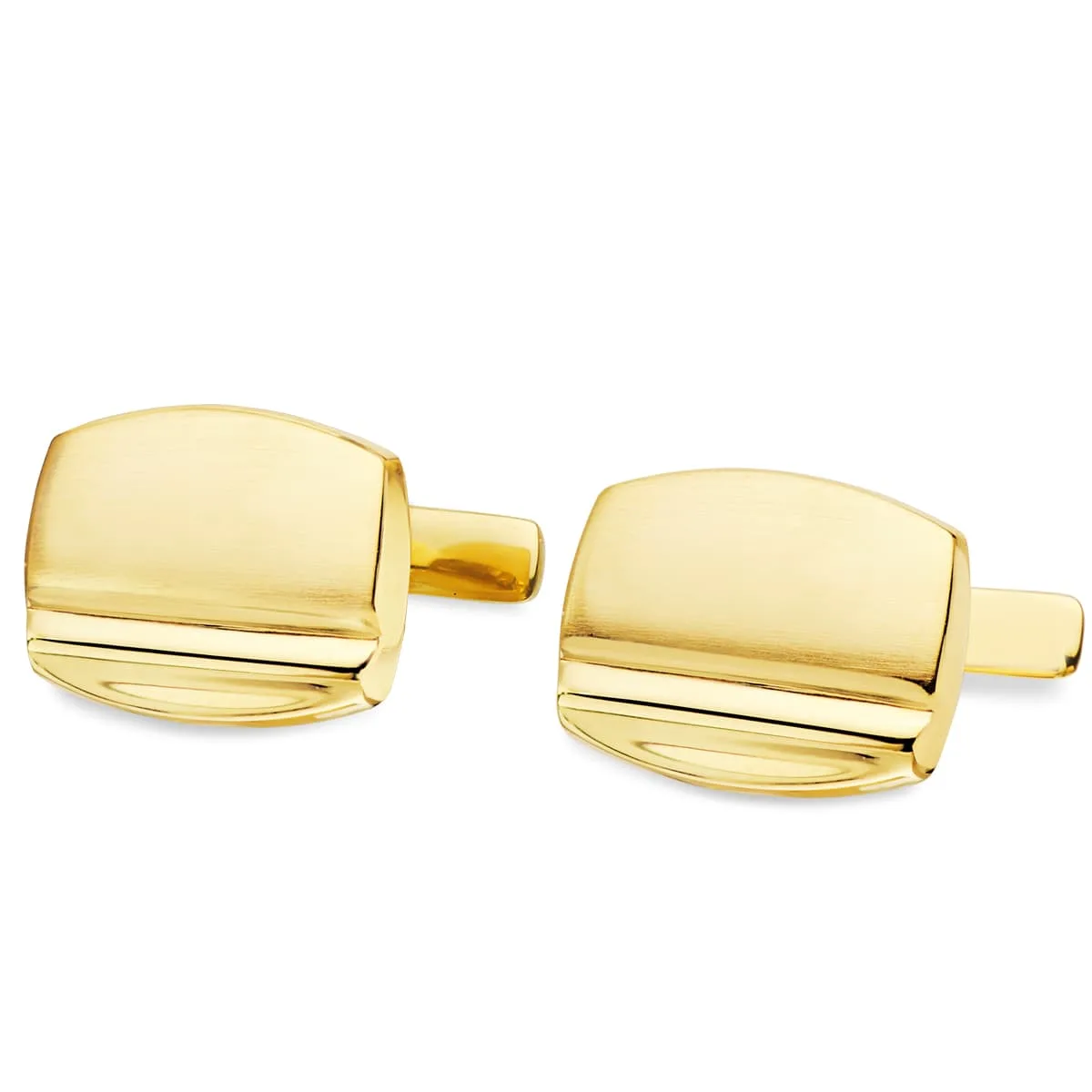 18K GEMELOS ORO AMARILLO TONEL MATE Y BRILLO 17X13 MM CIERRE RIGIDO OSCILANTE