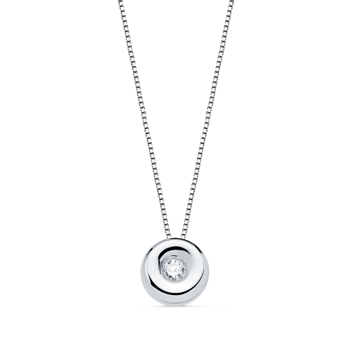18K GARGANTILLA ORO BLANCO CHATON 4,85 MM DIAMANTE LABORATORIO 1,50MM 0,015 QTS. G-VS2 CADENA 42CM