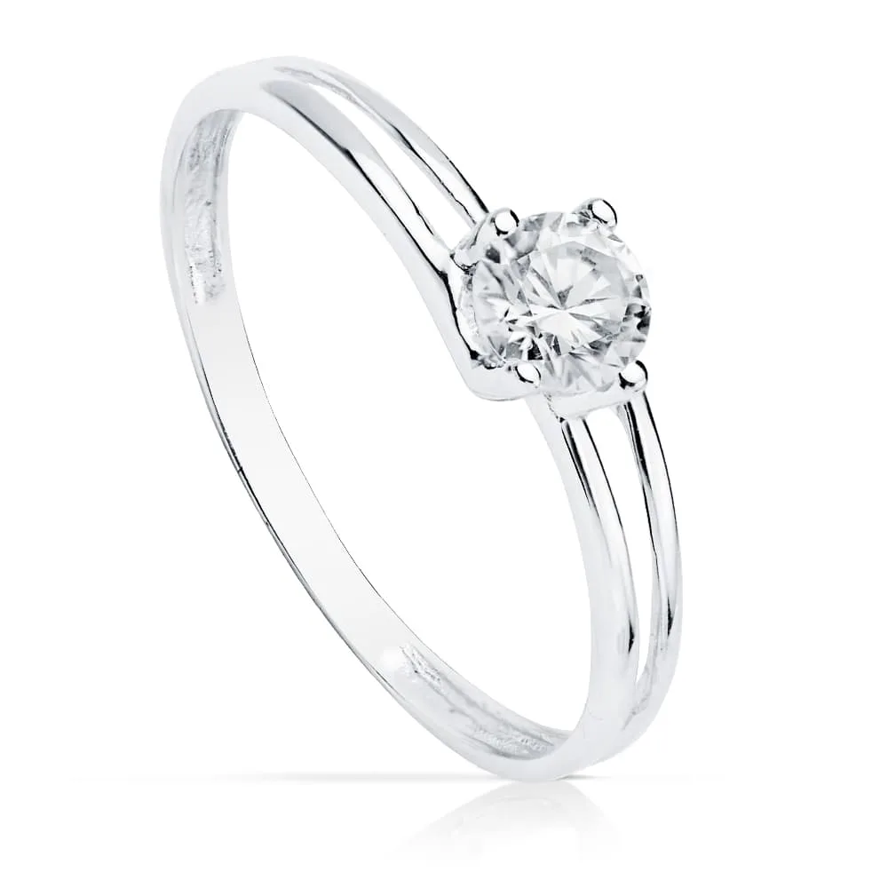 18K SOLITARIO ORO BLANCO CIRCONITA 4.5 MM