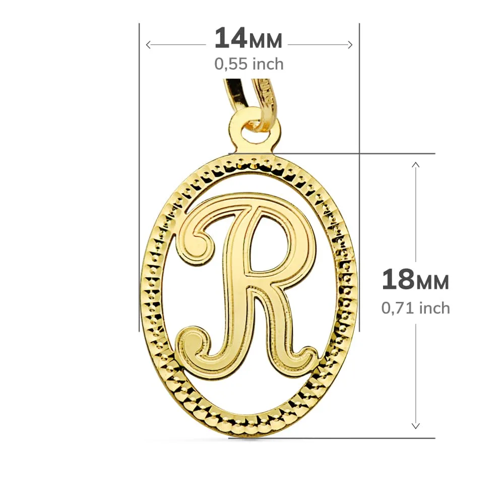 18K COLGANTE ORO AMARILLO INICIAL LETRA R 21X14 MM — vista 2