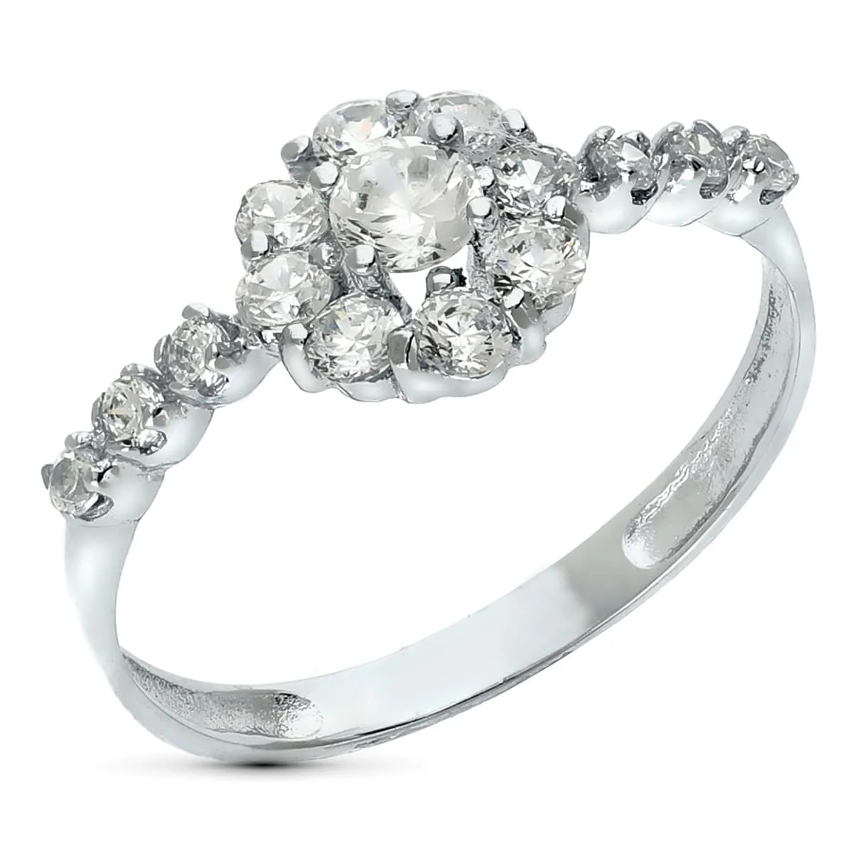 18K SORTIJA ORO BLANCO CUAJO CON CIRCONITAS. ANCHO: 8,5 MM