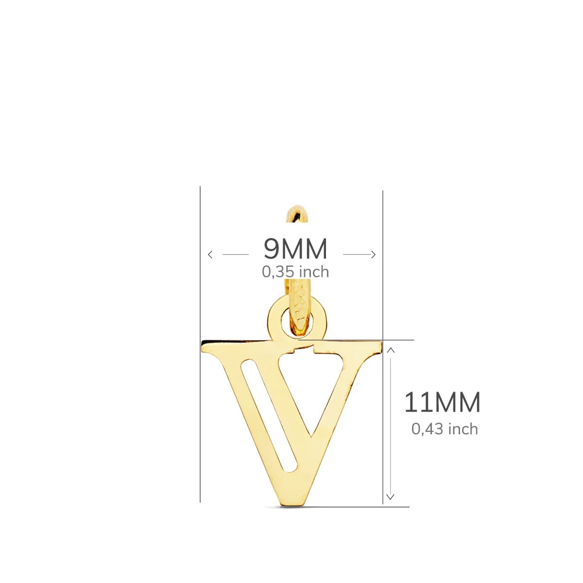 18K COLGANTE ORO AMARILLO LETRA " V " . 11X9 MM — vista 2