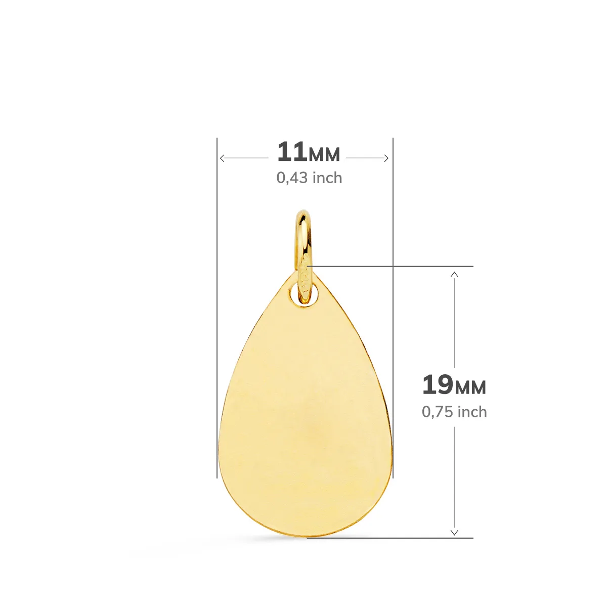 18K MEDALLA ORO AMARILLO GOTA NIÑO DE LA HORA CON RELOJ BRILLO Y MATE 19X11 MM — vista 2