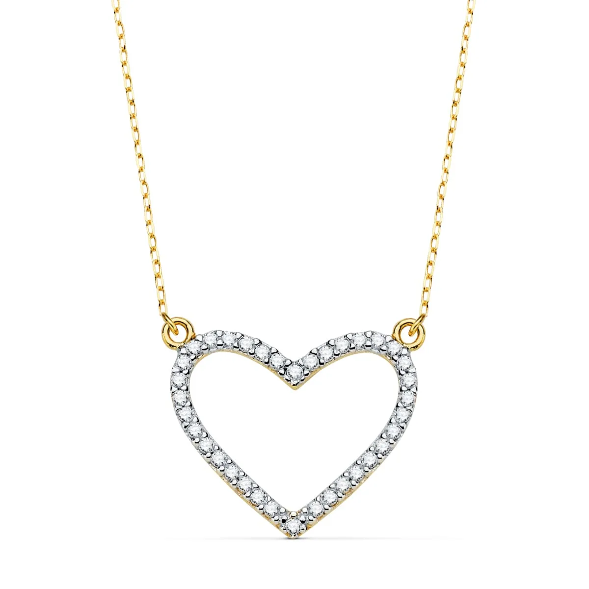 18K COLGANTE BICOLOR CORAZON 18X15 MM CADENA FORZADA 43+2 CM C. AMOR