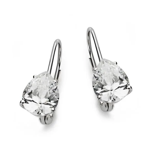 18K PENDIENTES CIRCONITA PERA ORO BLANCO 21X8 MM CIERRE GANCHO