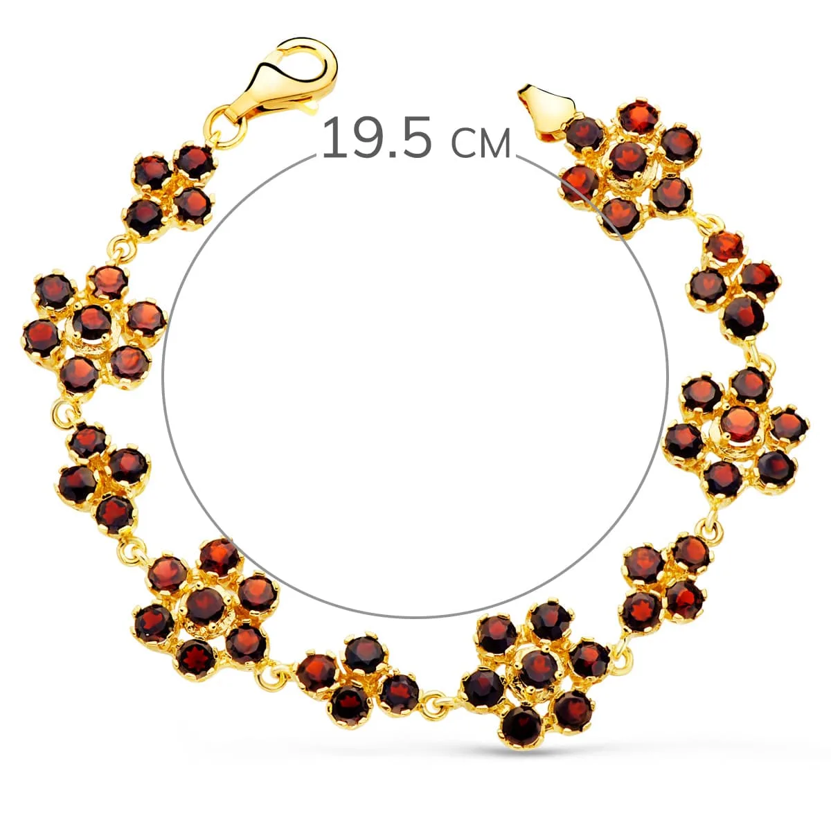 18K PULSERA ORO AMARILLO ARTICULADA DE GRANATES ENGASTADAS. 19.5 CM — vista 2