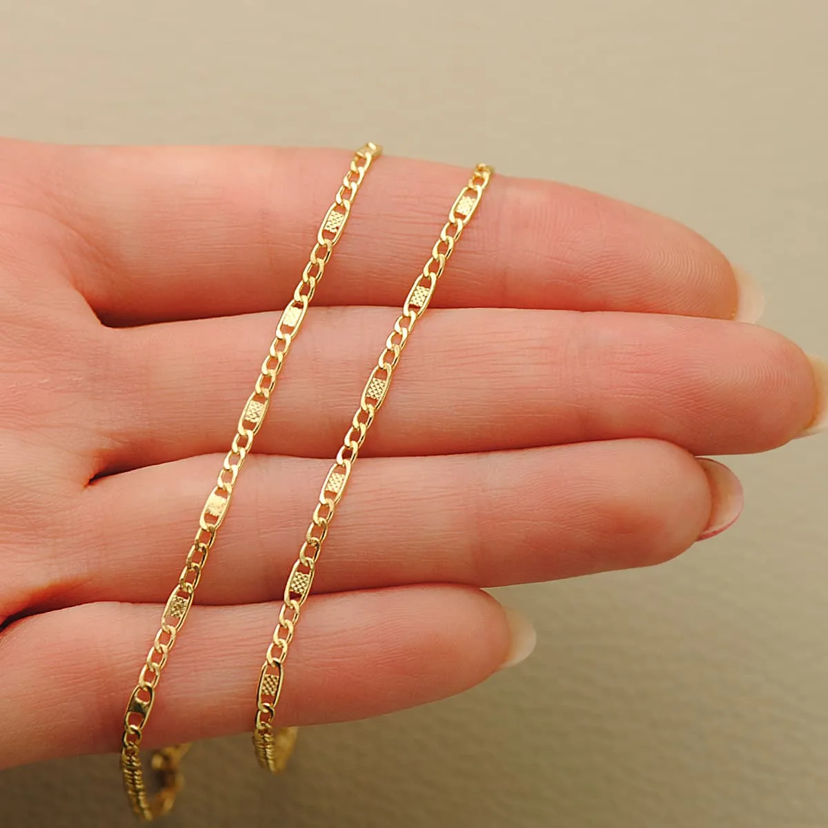 18K CADENA ORO AMARILLO COMBINADA HUECA 3X1. LARGO: 45CM. ANCHO 2 MM — vista 3