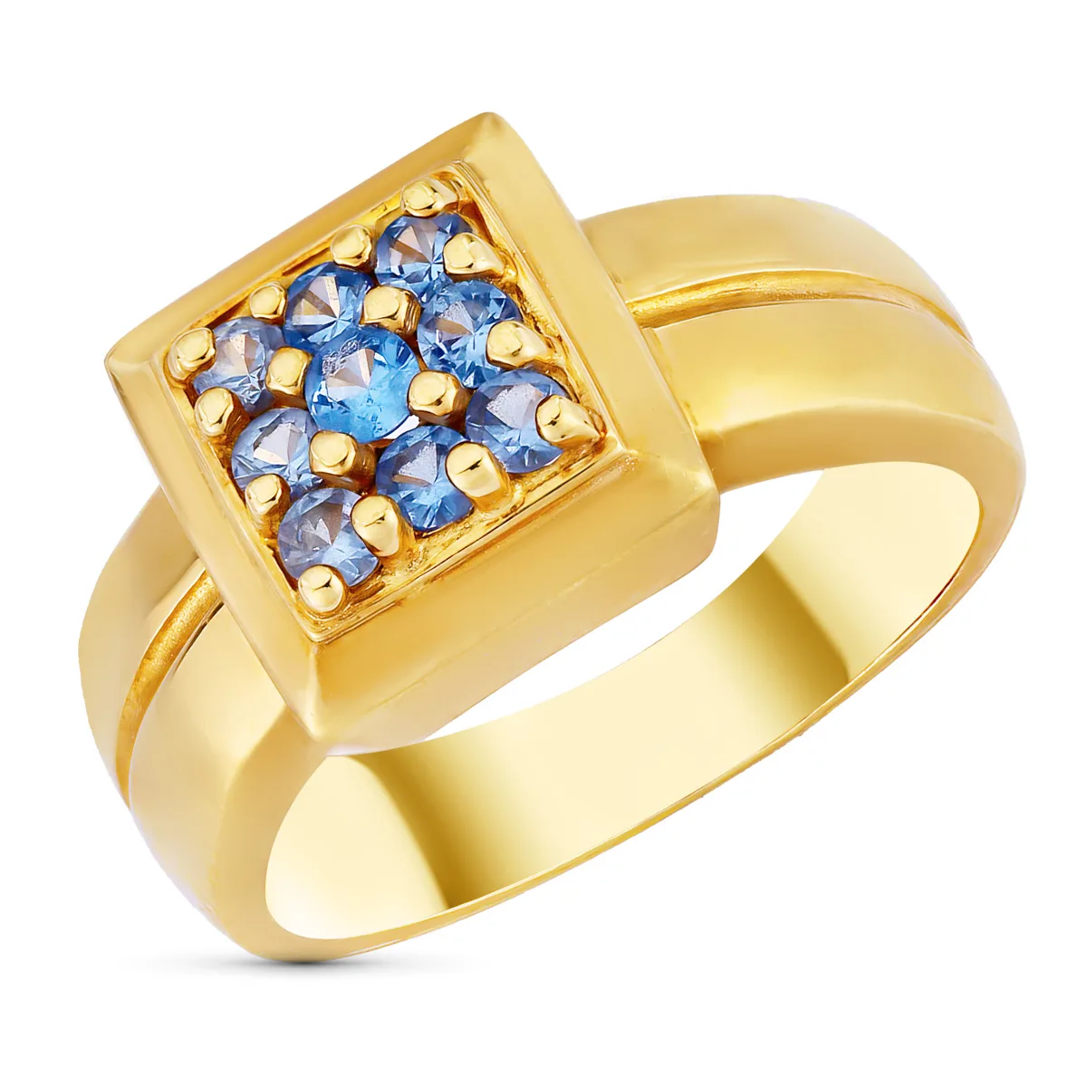 18K SORTIJA ORO AMARILLO MOTIVO CUADRADO CON CIRCONITAS. ANCHO: 10,5 MM