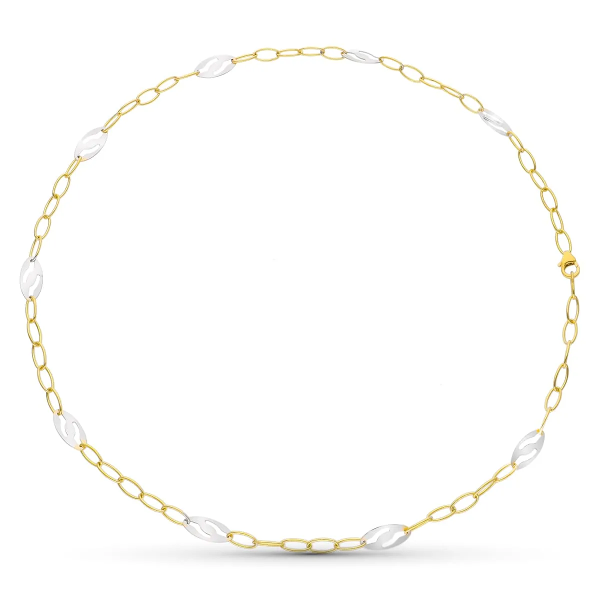 18K GARGANTILLA ORO BICOLOR MOTIVOS OVALES