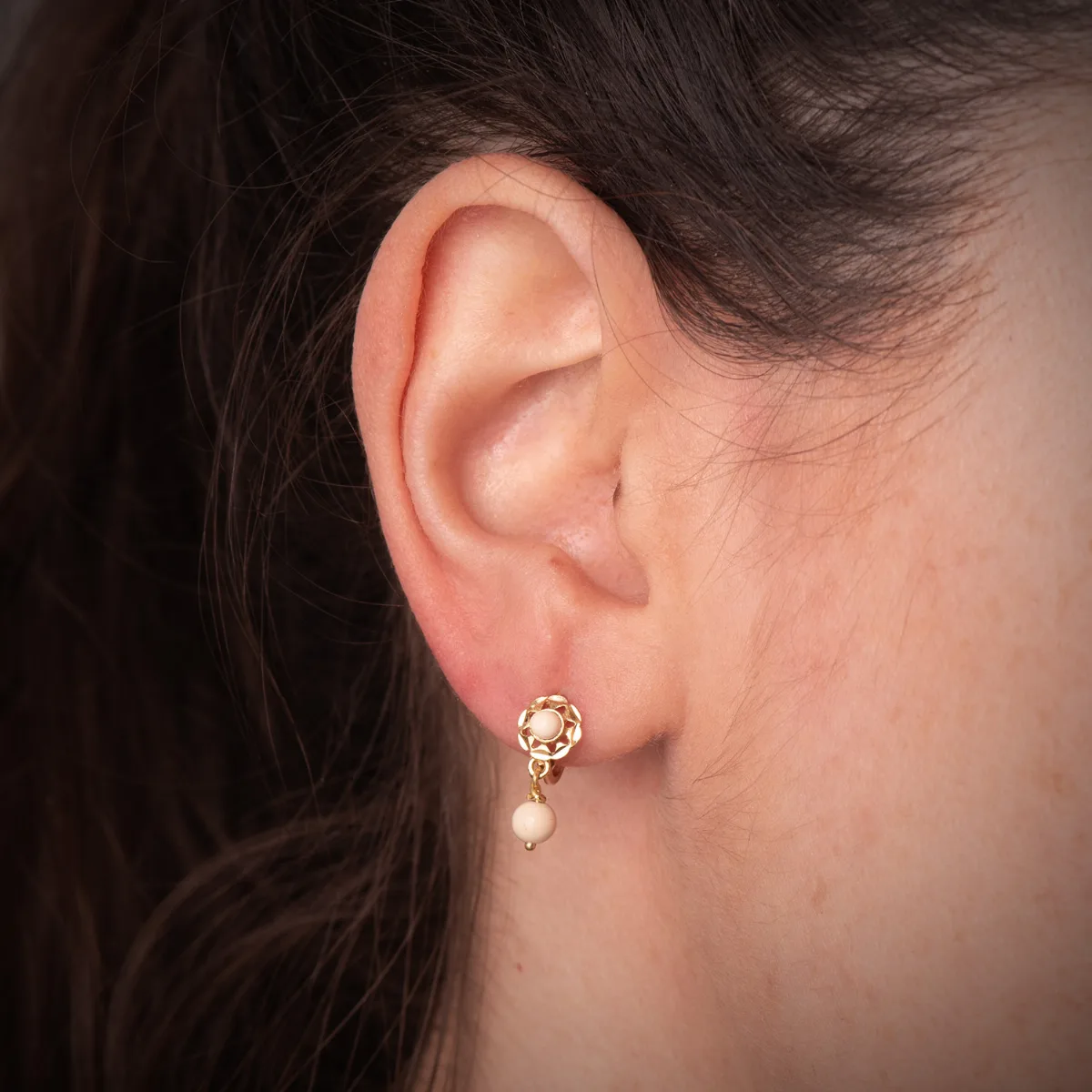 18K PENDIENTES ORO AMARILLO CUBANAS MARFIL 15X6 MM. CIERRE CATALAN — vista 2