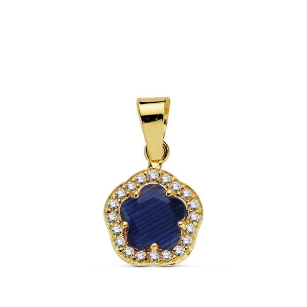 9K COLGANTE ORO AMARILLO ESTRELLA 9 MM PIEDRA COLOR