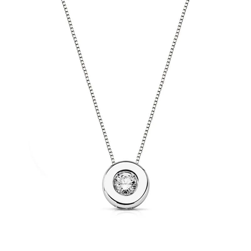 18K COLGANTE DIAMANTE DE LABORATORIO ORO BLANCO 6,5MM 0,110 QTS H-SI.