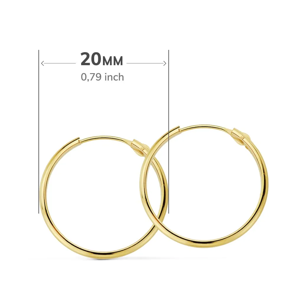 18K AROS ORO AMARILLO MEDIA CAÑA LISOS LIGEROS 20X2 MM — vista 3