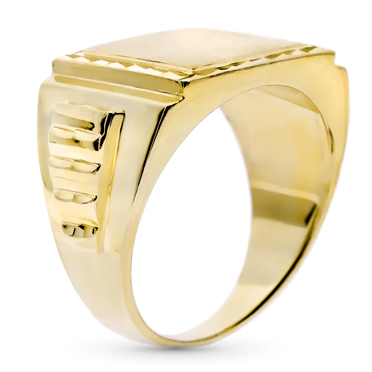 18K SELLO MACIZO CABALLERO ORO AMARILLO TALLADO CABEZA CUADRADA 20 X15 MM — vista 2