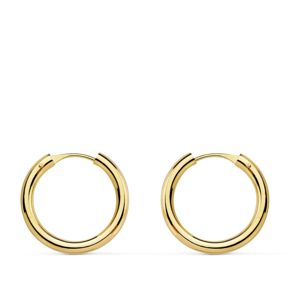 18K AROS ORO AMARILLO REDONDOS LISOS LIGEROS 16X2 MM