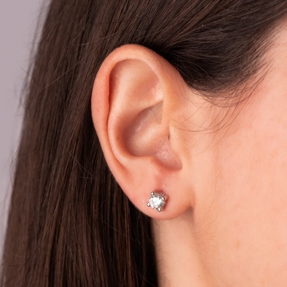 18K PENDIENTES ORO BLANCO CIRCONITA 5MM CON 4 GARRAS. ANCHO: 5,5 MM. CIERRE PRESION — vista 2
