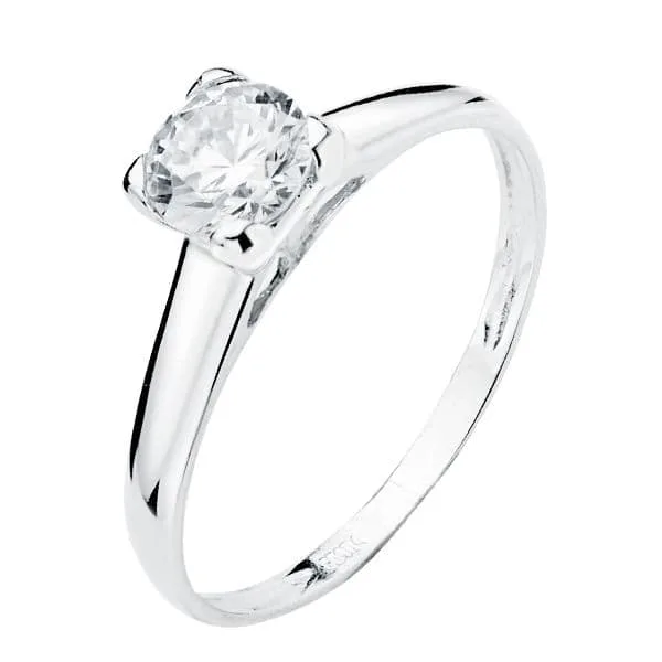 9K SOLITARIO ORO BLANCO CON CIRCONITA EN 4 GARRAS DE 6 MM