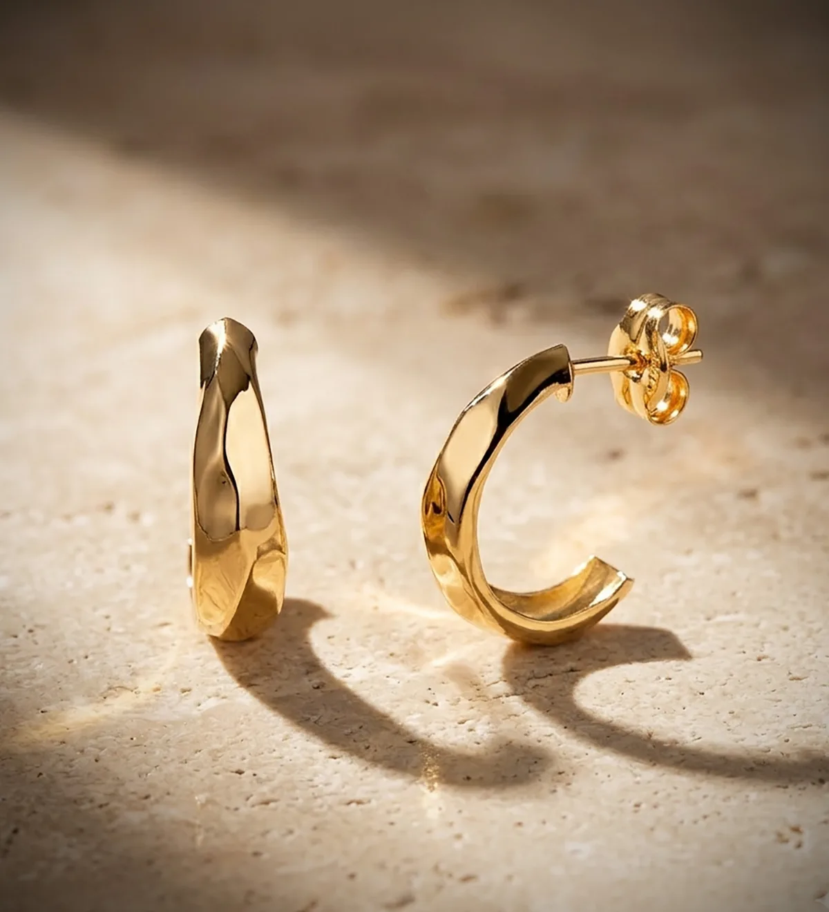 18K PENDIENTES ORO AMARILLO GALLONES EN BRILLO. MEDIDA: 14 X 5 MM. CIERRE PRESION — vista 3