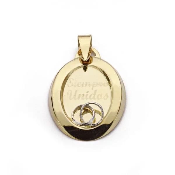 9K COLGANTE " SIEMPRE UNIDOS " BICOLOR 22X16 MM