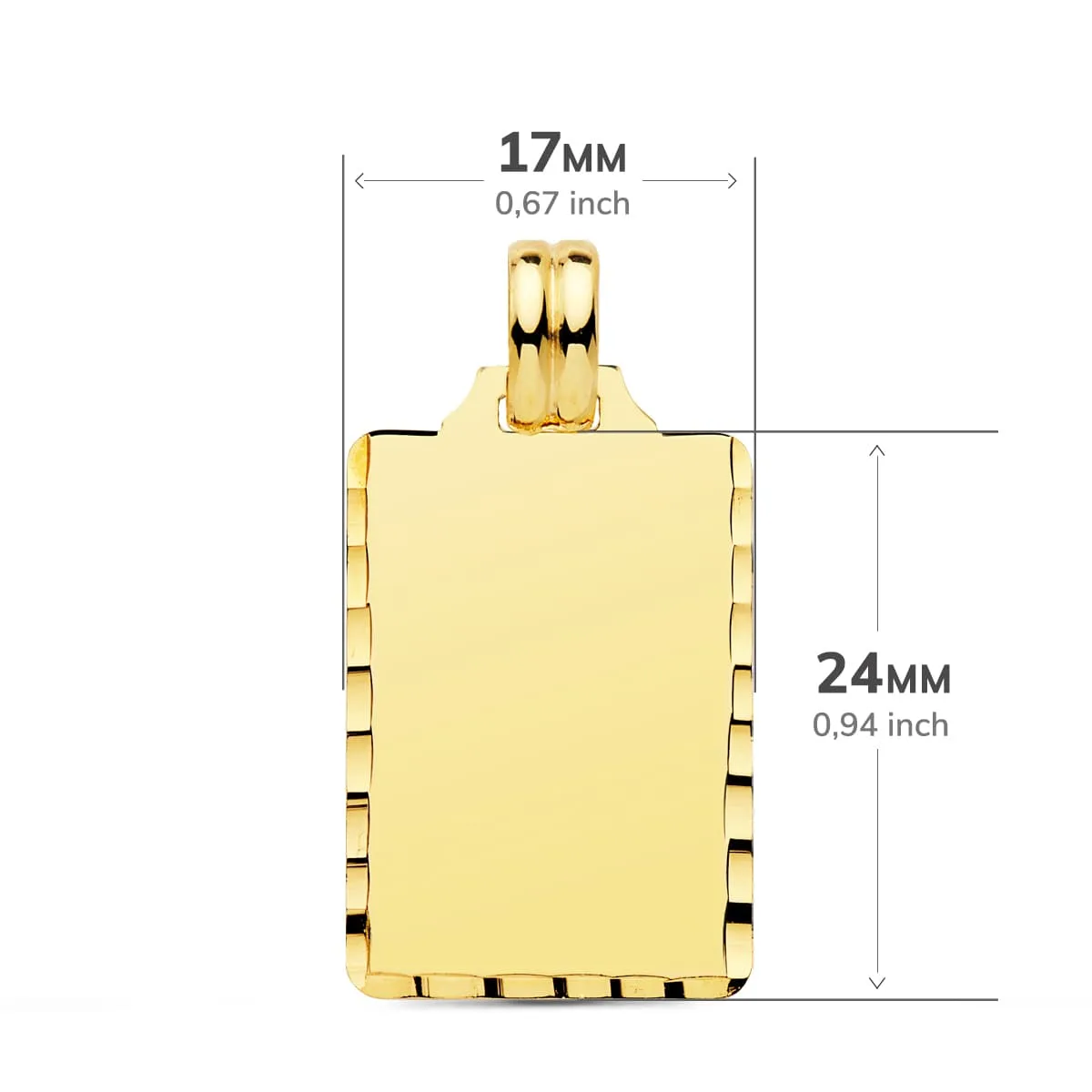 18K PLACA CHAPA LISA ALTO BRILLO ORO AMARILLO TALLADA 24X14 MM — vista 2