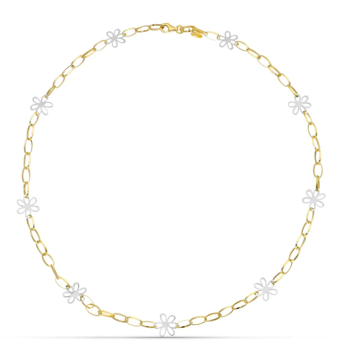 18K GARGANTILLA ORO BICOLOR FLORES