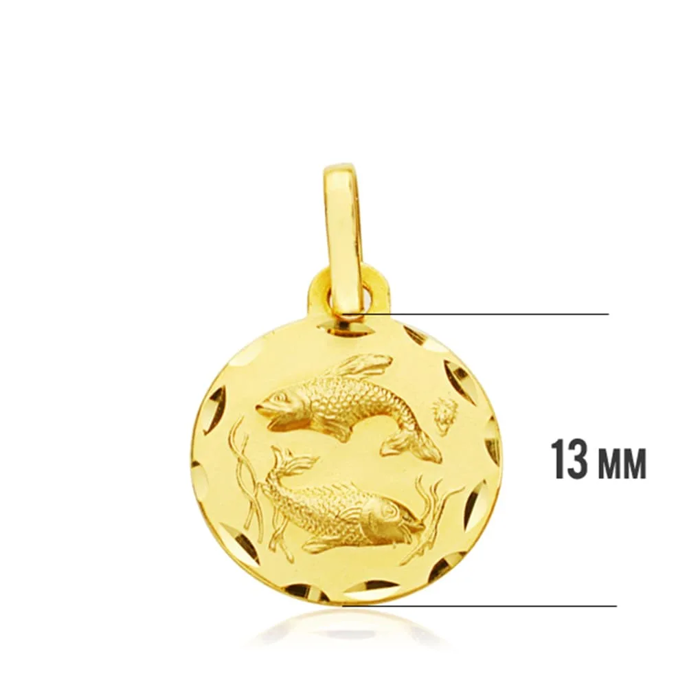 18K HOROSCOPO ORO AMARILLO PISCIS 13 MM — vista 3