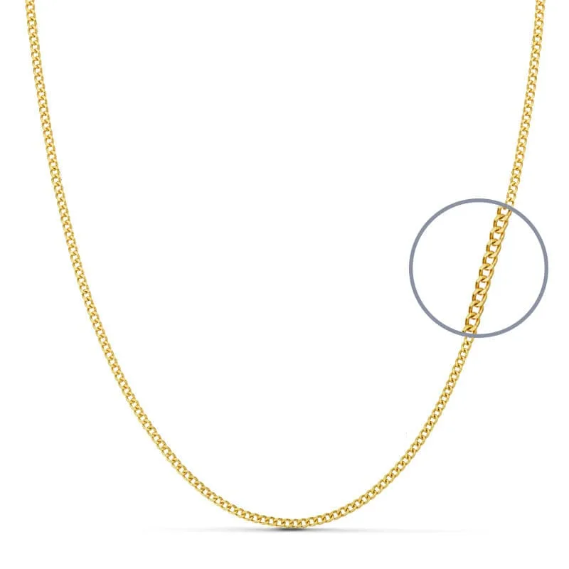 18K CADENA ORO AMARILLO MACIZA BARBADA 50CM ANCHO 1.2 MM