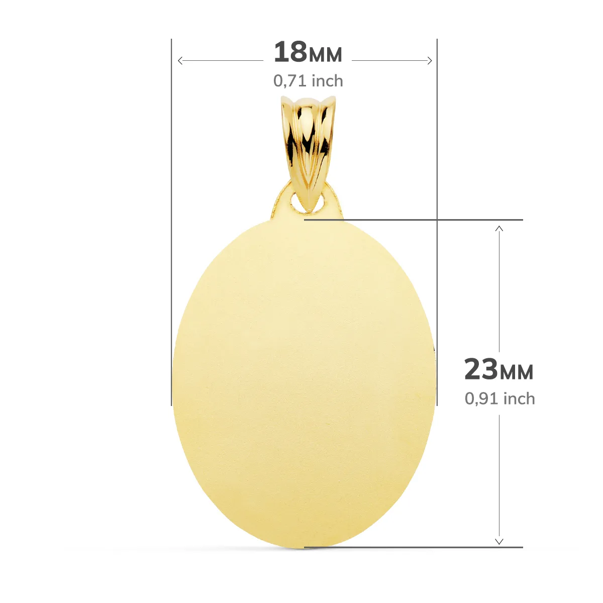 18K PLACA CHAPA OVAL ORO AMARILLO BRILLO 23X18 MM — vista 2