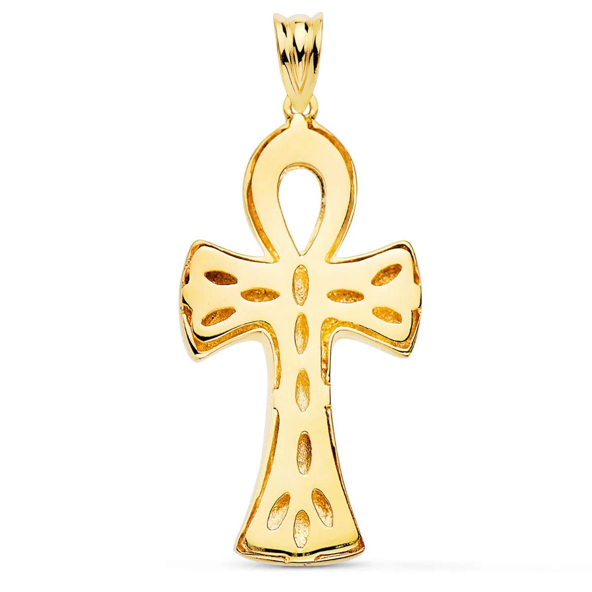 18K CRUZ DE LA VIDA EGIPCIA ORO AMARILLO BRILLO 34 X 18 MM . AMULETO EGIPCIO ANKH — vista 2