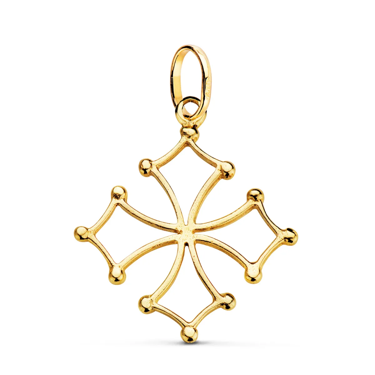 18K COLGANTE CRUZ DE OCCITANIA ORO AMARILLO. 28 X 24 MM