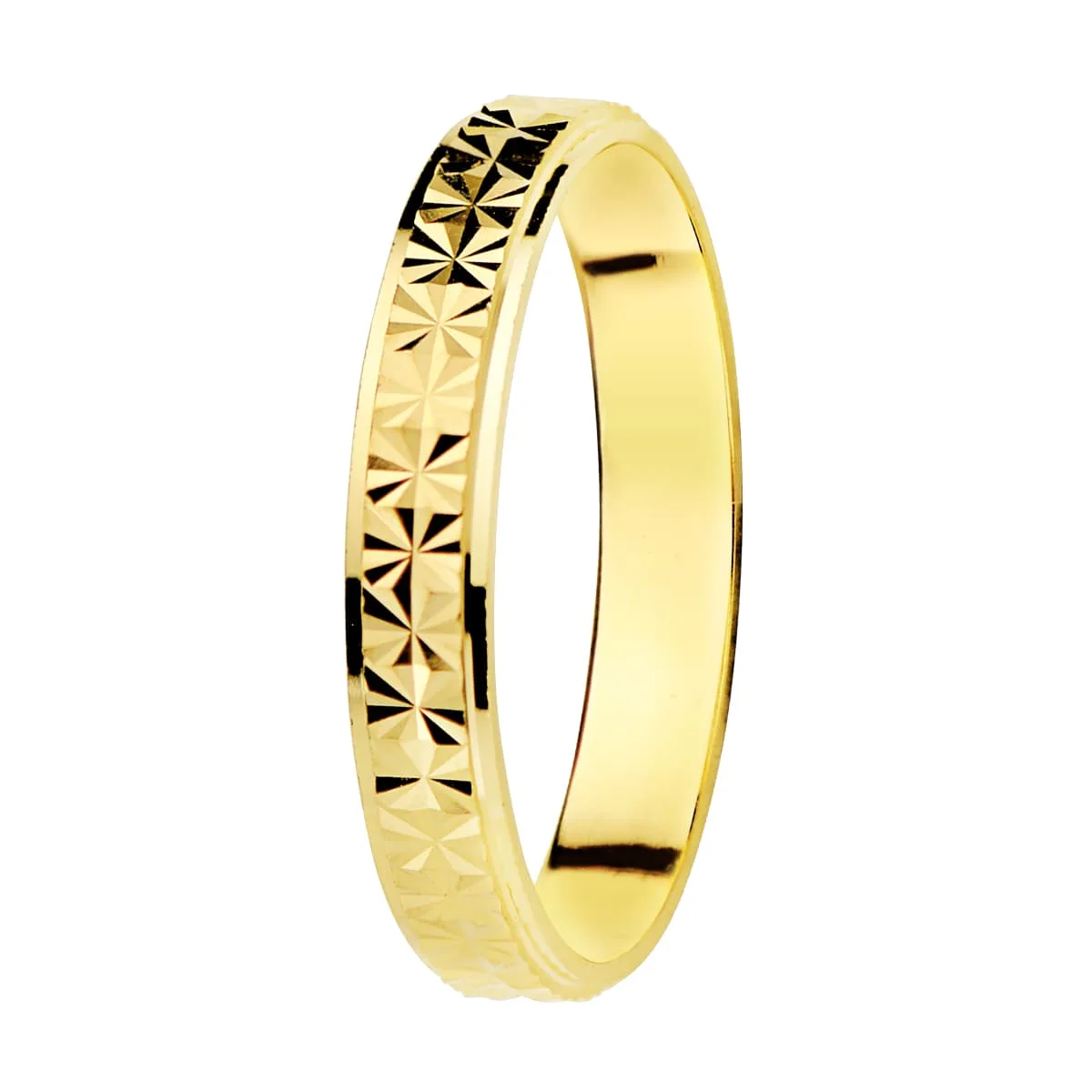 18K ALIANZA ORO AMARILLO DIAMANTADA  ANCHO  3 MM    GROSOR 0,9 MM
