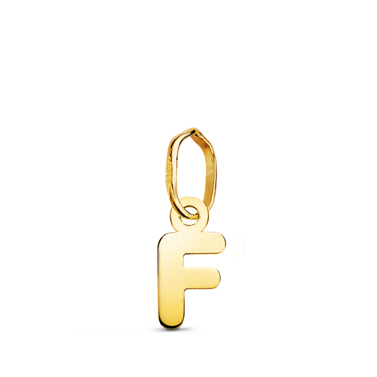 18K COLGANTE ORO AMARILLO LETRA " F " BRILLO. 8.4 X 4.2 MM