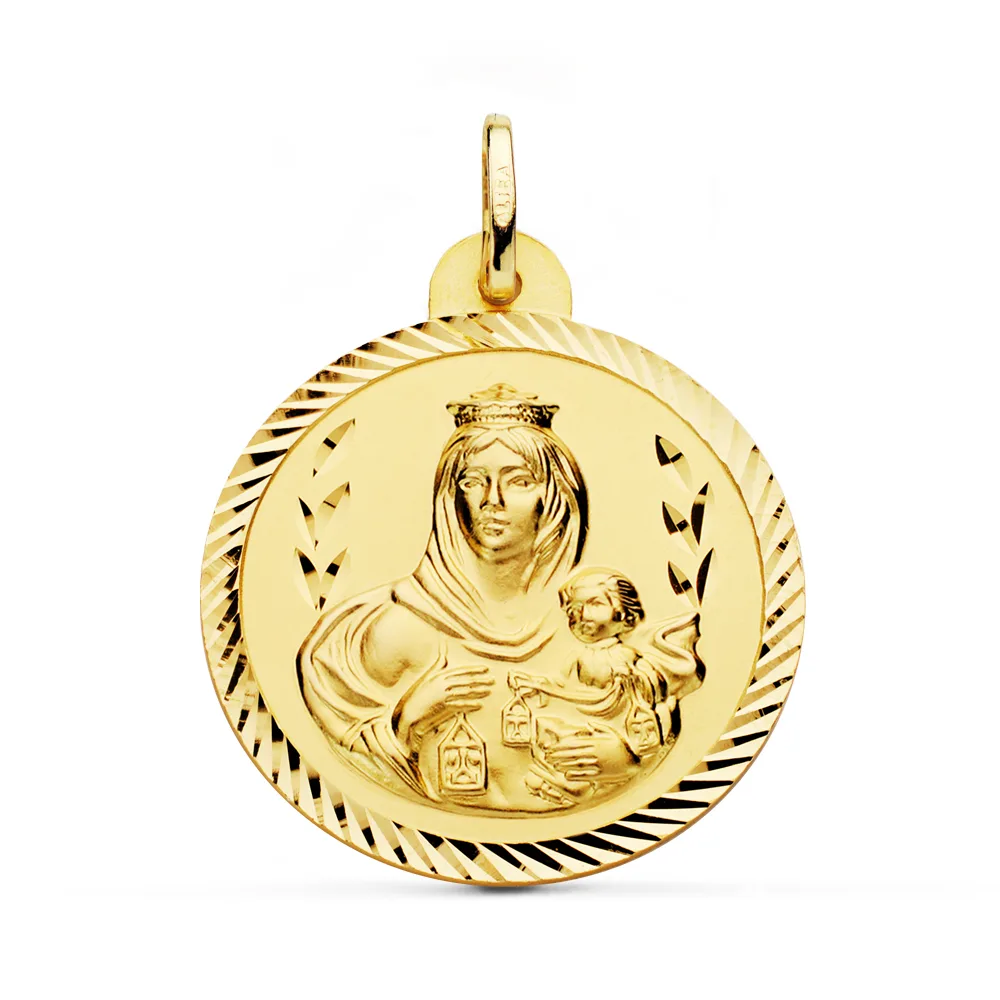 18K ESCAPULARIO ORO AMARILLO HELICE VIRGEN CARMEN Y CORAZON DE JESUS 28 MM — vista 3