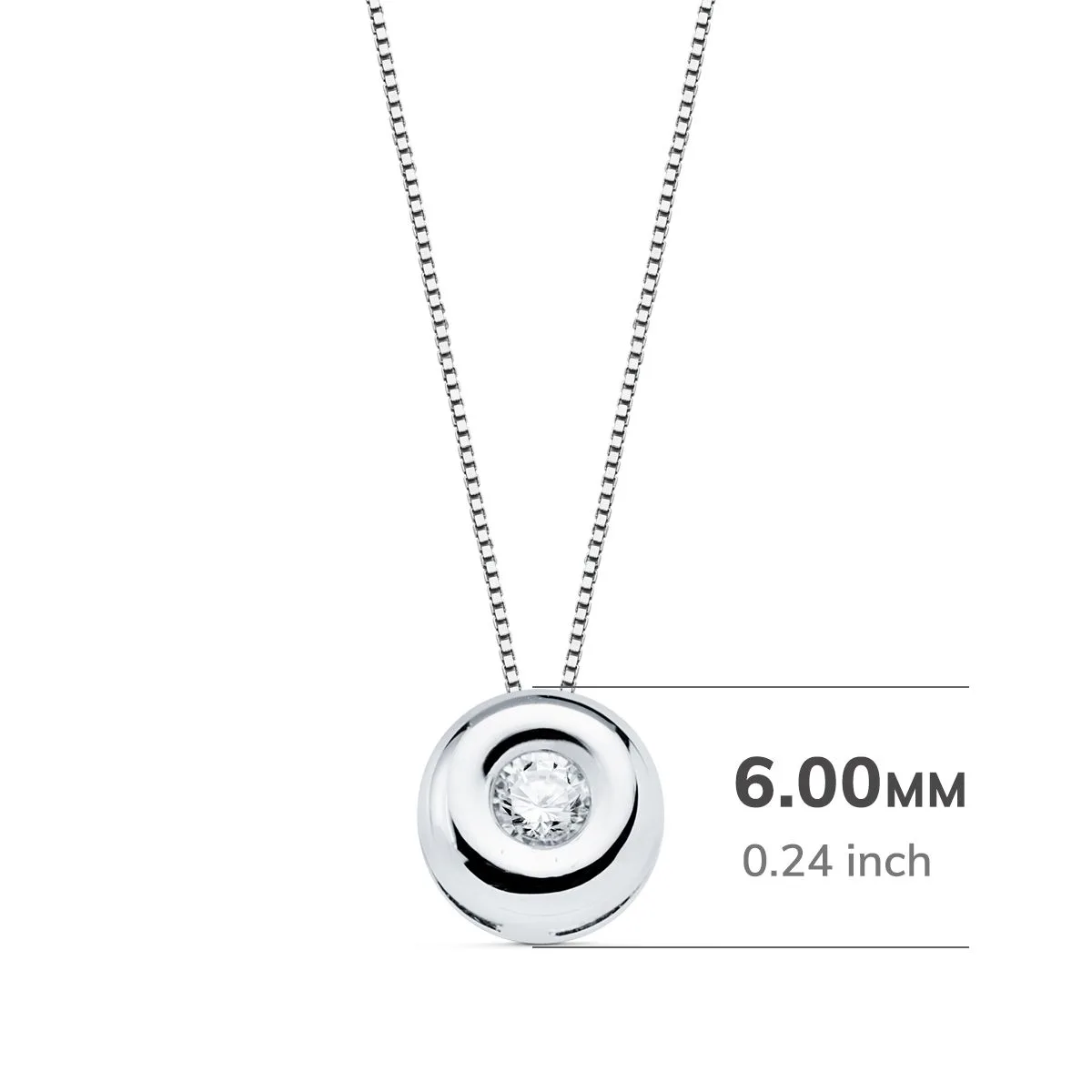 18K GARGANTILLA ORO BLANCO CHATON 6 MM DIAMANTE LABORATORIO 2,20MM 0,050 QTS. G-VS2. CADENA 42CM — vista 2