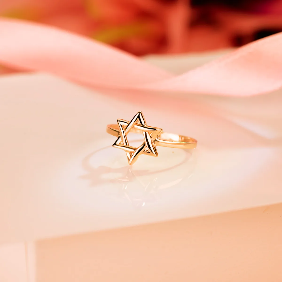 18K SORTIJA ORO AMARILLO CON ESTRELLA DE DAVID 10 X 9 MM. ANCHO: 1,2MM — vista 2