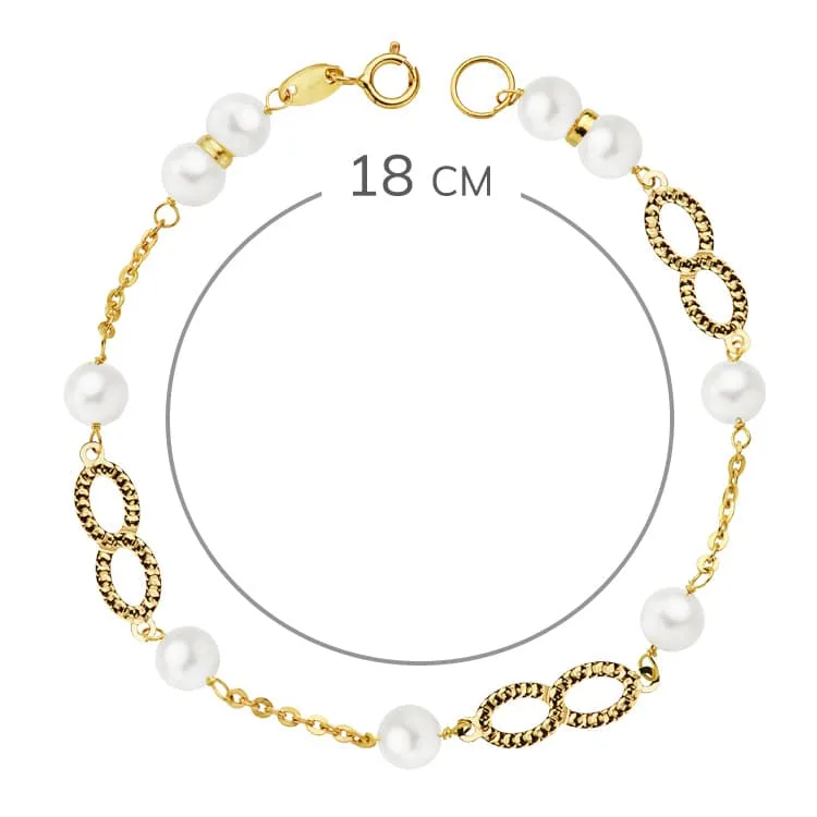 18K PULSERA ORO AMARILLO COMUNION PERLA 5.5 MM 18CM — vista 2