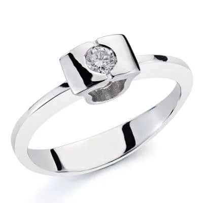 18K SORTIJA ORO BLANCO DIAMANTE NATURAL 0.10 QTS. ANCHO: 4,5 MM
