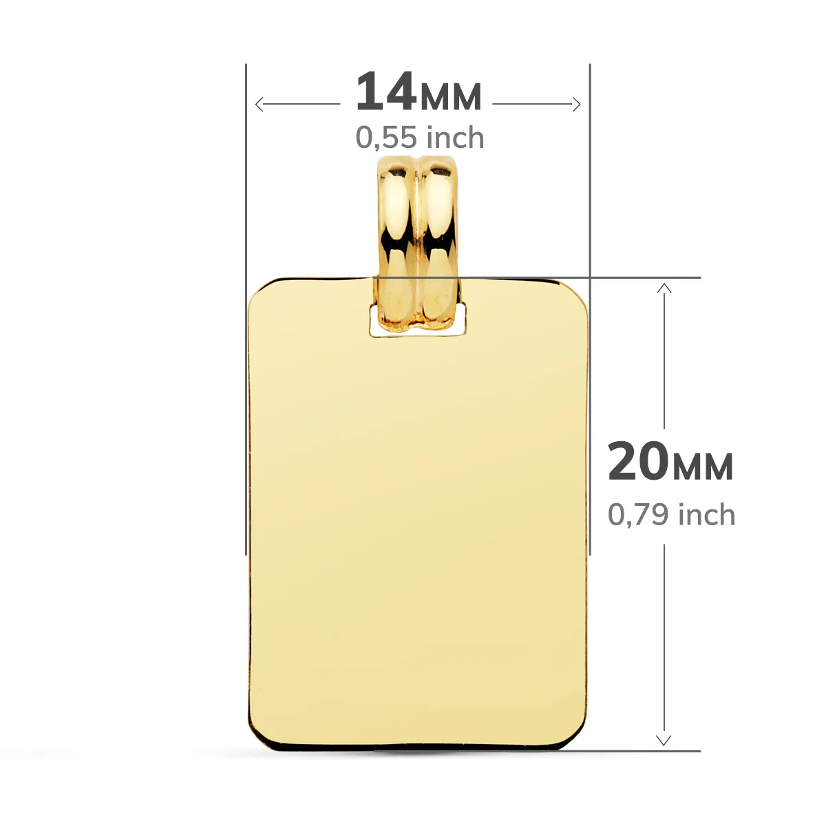18K PLACA CHAPA LISA ORO AMARILLO EN BRILLO 20X14 MM — vista 2