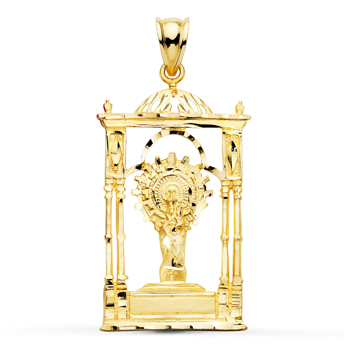 9K COLGANTE ORO AMARILLO VIRGEN DEL PILAR PALIO. 34X20 MM