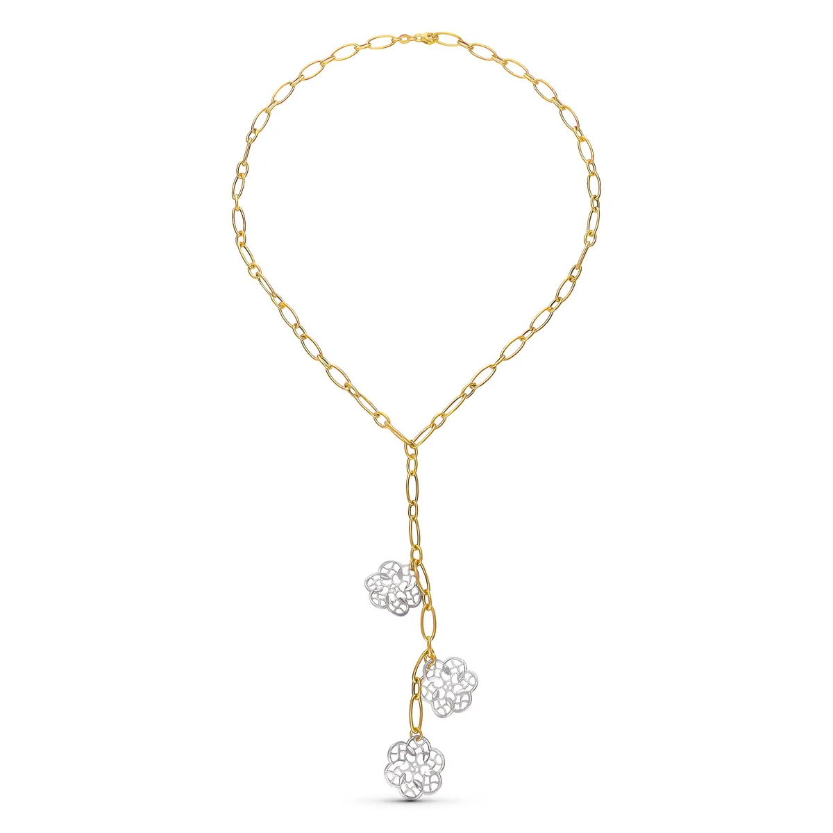 18K GARGANTILLA ORO BICOLOR FLORES