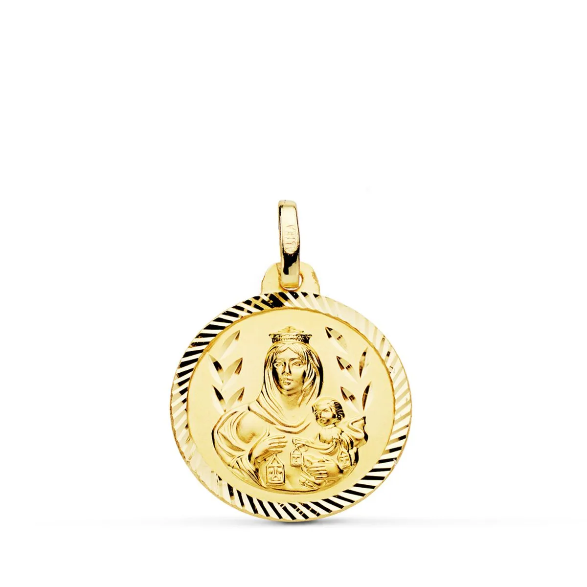 18K ESCAPULARIO ORO AMARILLO HELICE VIRGEN DEL CARMEN CORAZON DE JESUS 18 MM — vista 3