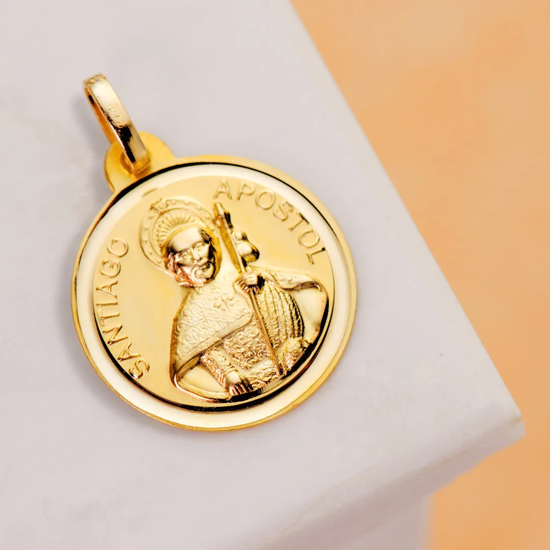 18K MEDALLA ORO AMARILLO SANTIAGO APOSTOL BISEL 18 MM — vista 2