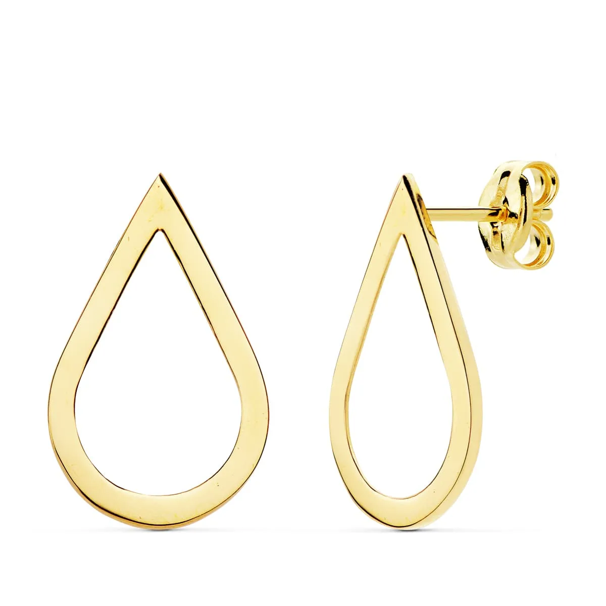 18K PENDIENTES ORO AMARILLO GOTA LISOS. 18X10 MM CIERRE PRESION